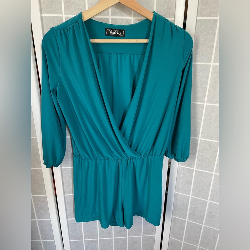Valia short jumpsuit, Turquoise, Size Medium.